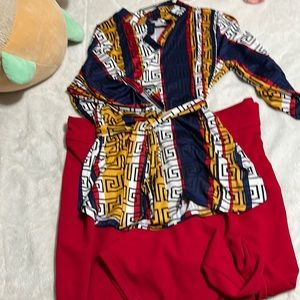 bundle outfit red dress pants and top